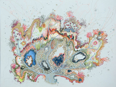 Louise Gardiner, Coral, Free Machine Embroidery, Painting and Applique