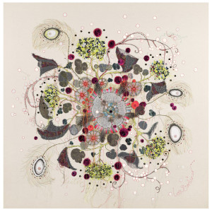 Textile Artist Louise Gardiner, Electric Blossom , Free Machine Embroidery, Painting and Applique