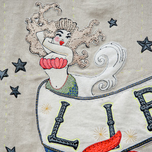 Textile Artist Louise Gardiner, The Lighthouse of Liberty Love, Free Machine Embroidery, Painting and Applique