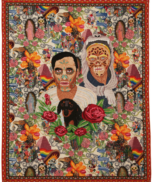 Calaverita 2014  Hand embroidery with cotton thread and jewerly effect on fabric Alexander Henry© 110 x 140 mts Chiachio & Giannone