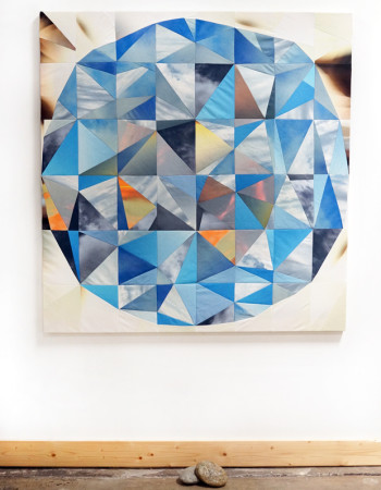 Amber Jean Young, quilt, Sky orb with stones2.1