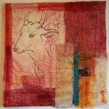 Cas Holmes, Sacred Cow in the Pink City  50x 50cm Cas Holmes