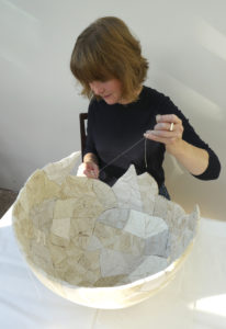 zoehillyard-ceramic-patchwork_work-in-progress_-built-broken-stitched-bowl-for-new-craftsmen-gallery-2015_silk-ceramic-thread_45cmx25cm