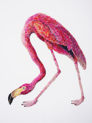 Louise Saxton textiles flaming flamingo2011afterjohnjamesaudubon1838_lr