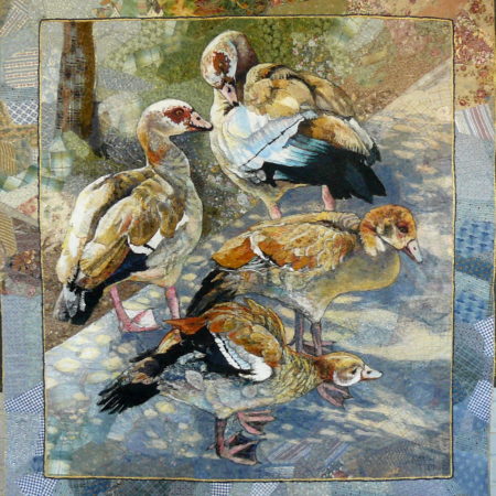 The Egyptian Goose Family by Kathryn Harmer Fox 125cm X 136cm (49 1/4in X 53 1/2in). Completed May 2017