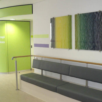 Cynon Valley Hospital commission. 2013. Cotton and silk threads laminated in toughened glass. Photo by Laura Thomas copy